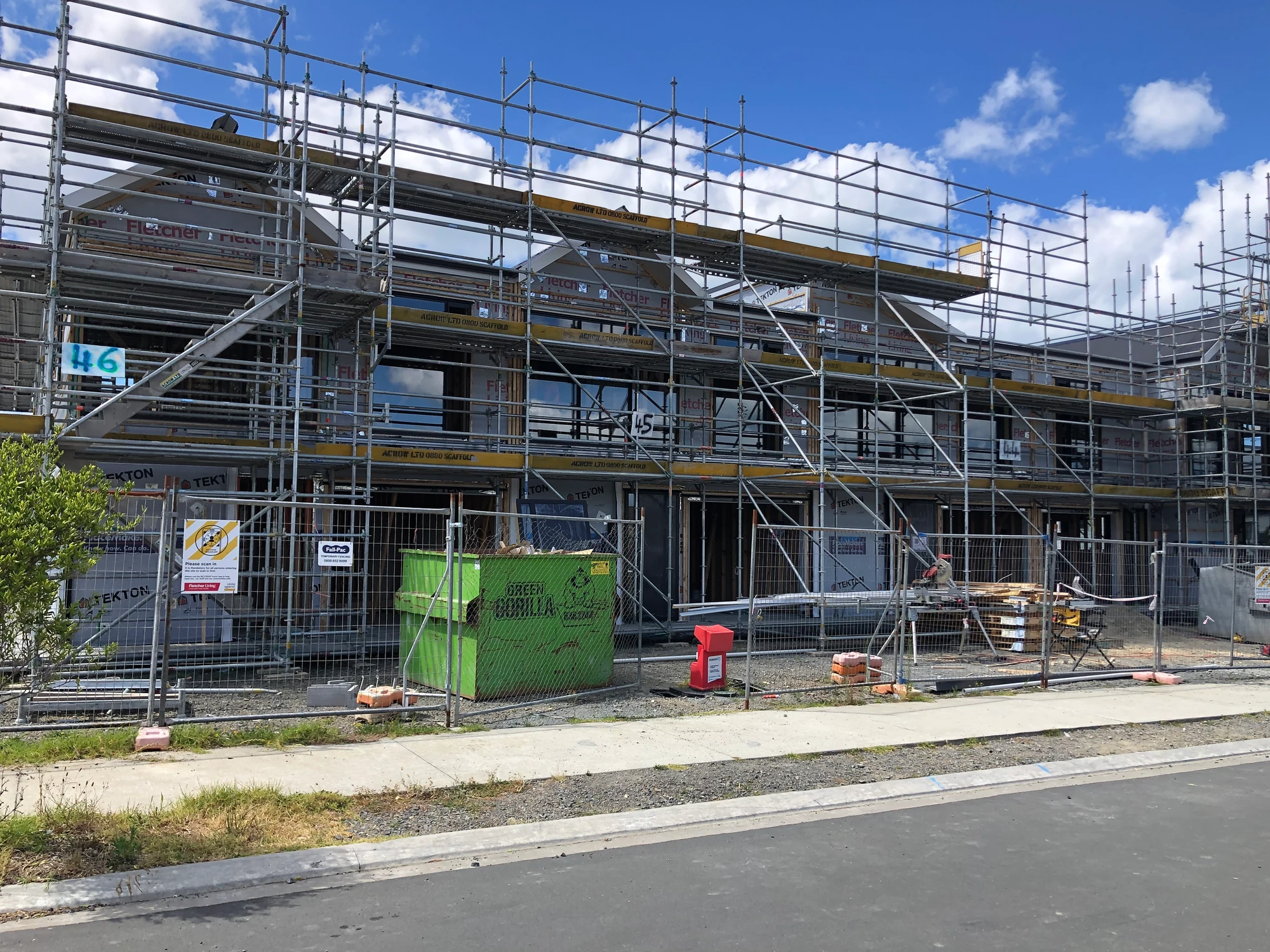 Townhouse development under scaffolding in Auckland